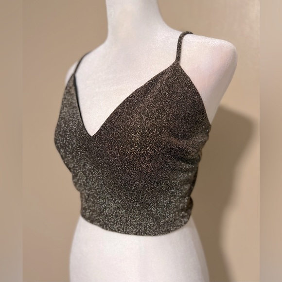 Windsor Crop Top| Windsor Gold Sequin| Color: Black/Gold | Size: Small - Picture 4 of 7